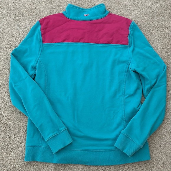 Vtg Vineyard Vines Quarter Zip Pullover Pink and Teal Sweatshirt Girls Size M - Picture 5 of 6